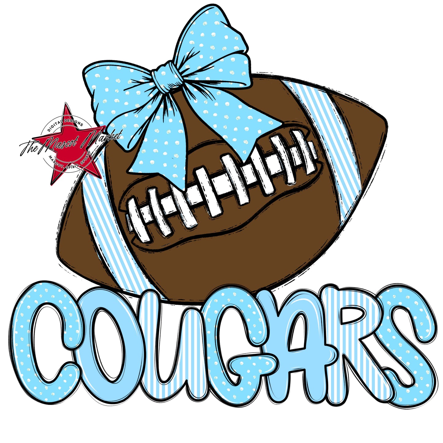 Cougars Football Spirit Design-Columbia Blue