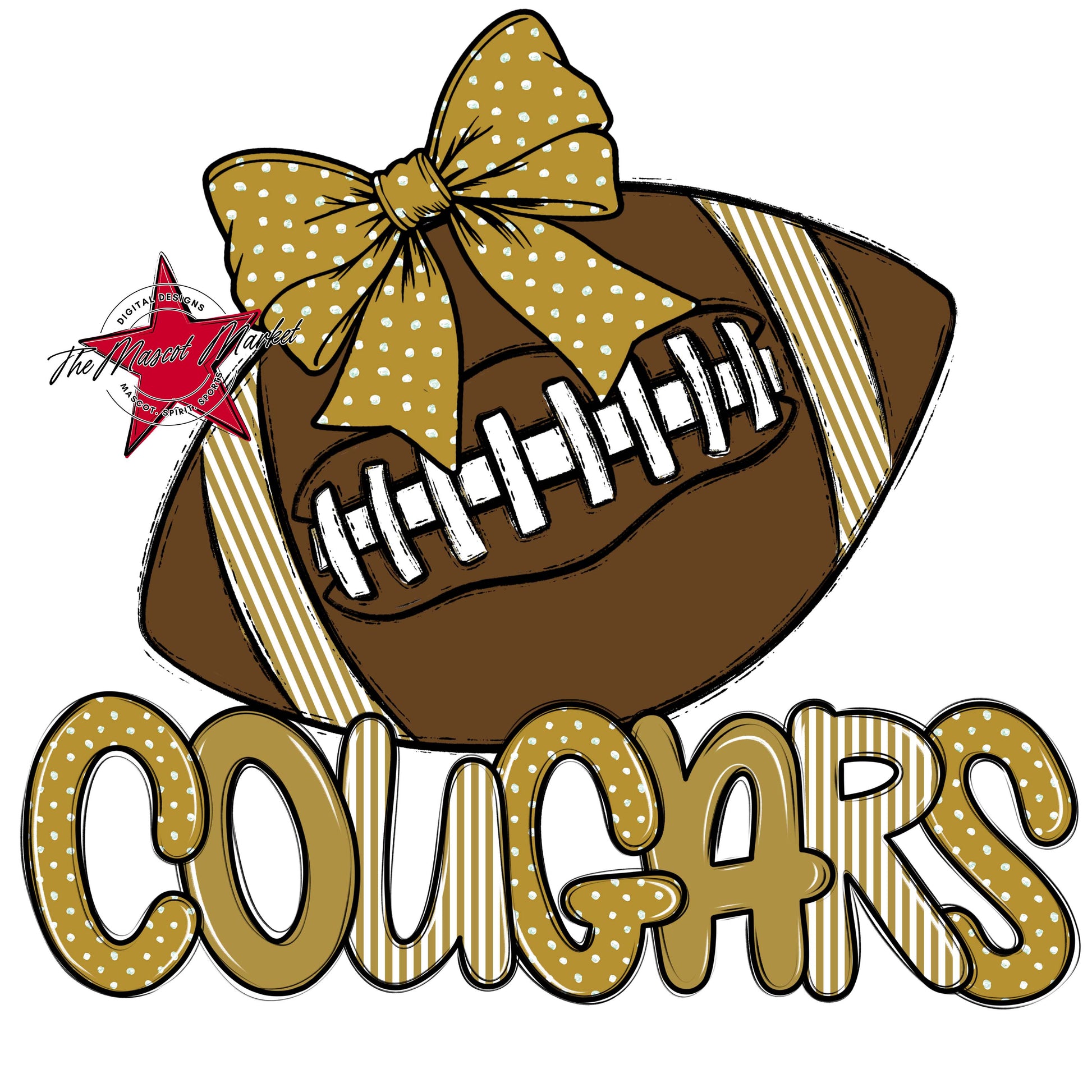 Cougars Football Spirit Design-Gold