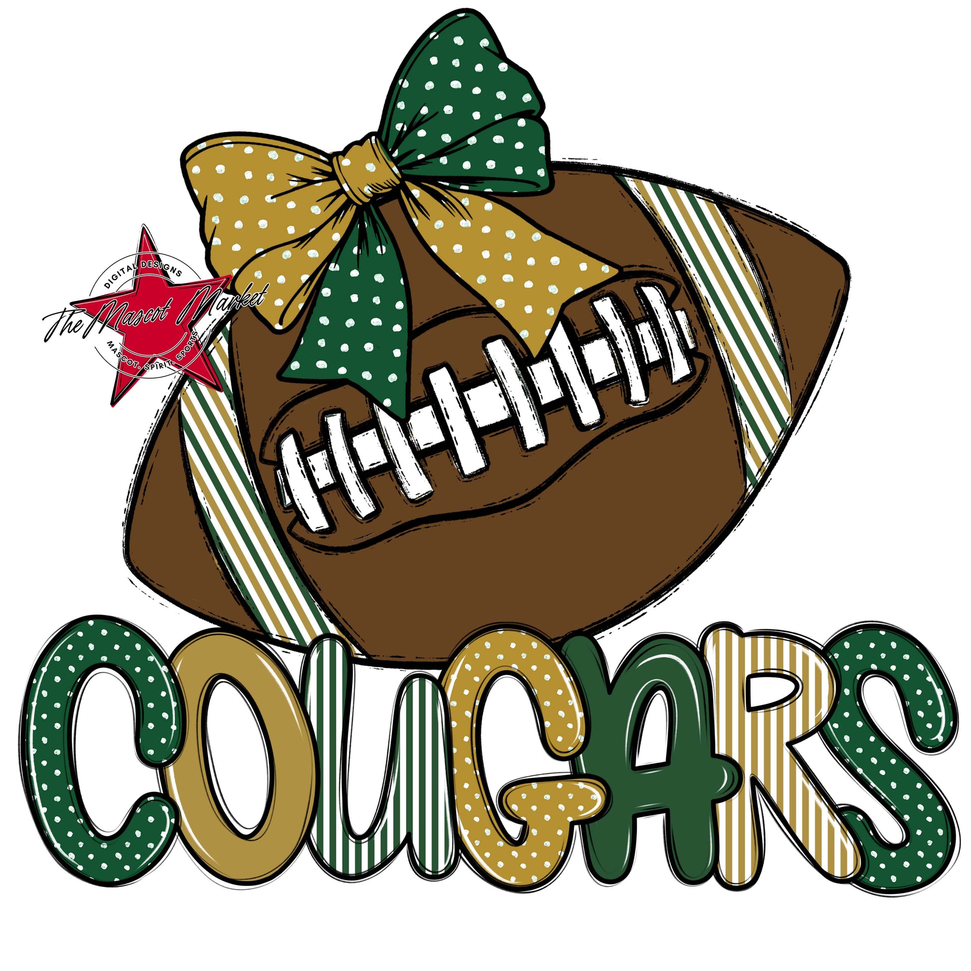 Cougars Football Spirit Design-Green & Gold