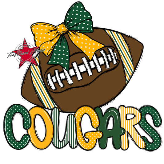 Cougars Football Spirit Design-Green & Yellow