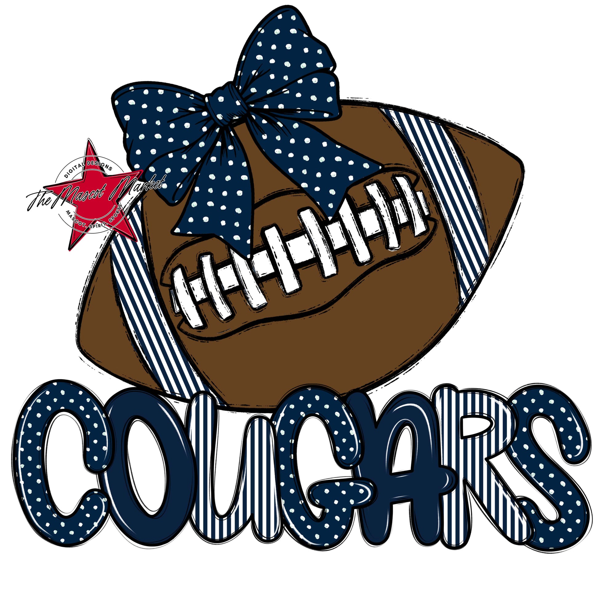Cougars Football Spirit Design-Navy