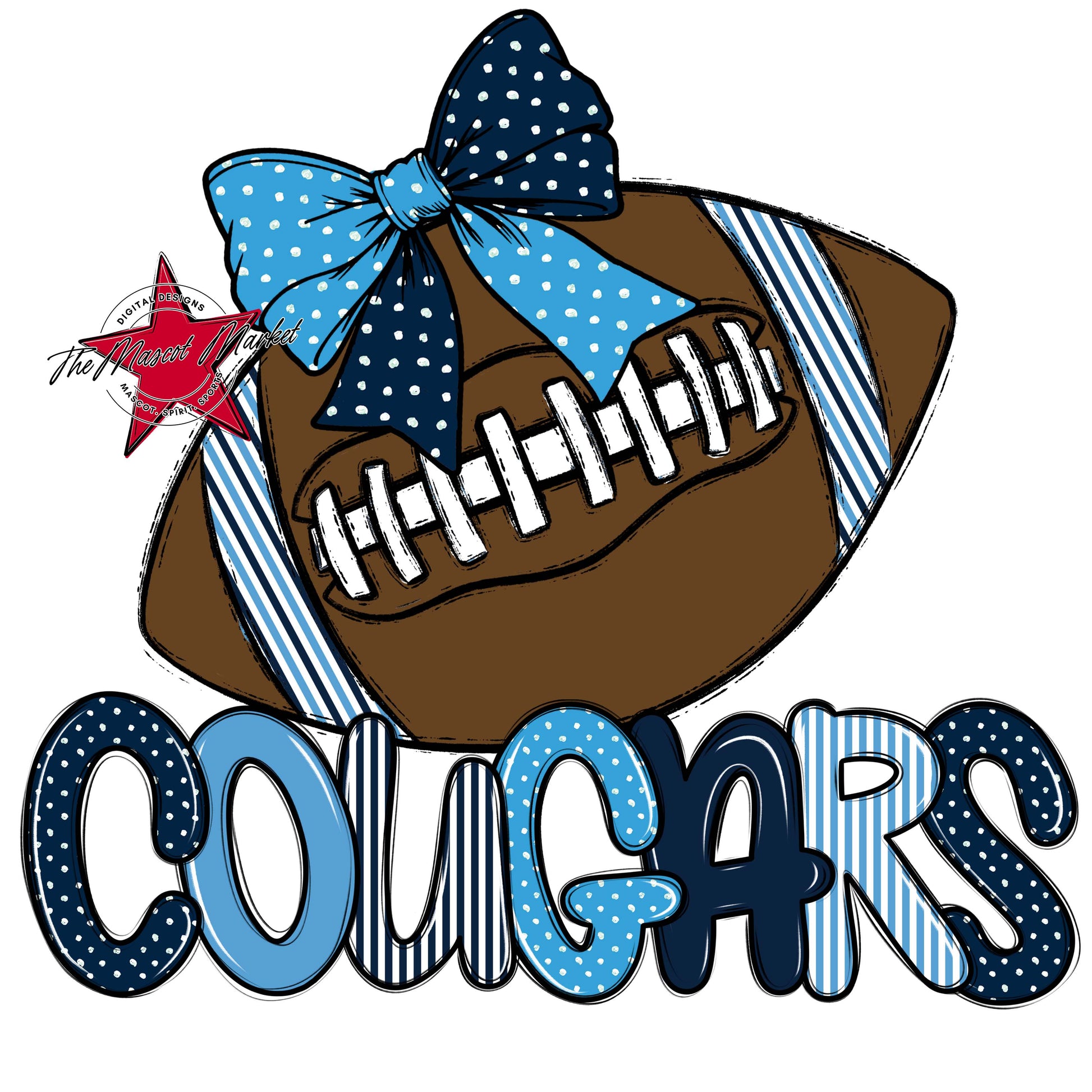 Cougars Football Spirit Design-Navy & Carolina Blue