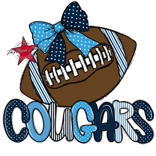 Cougars Football Spirit Design-Navy & Carolina Blue