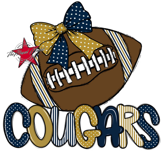 Cougars Football Spirit Design-Navy & Gold