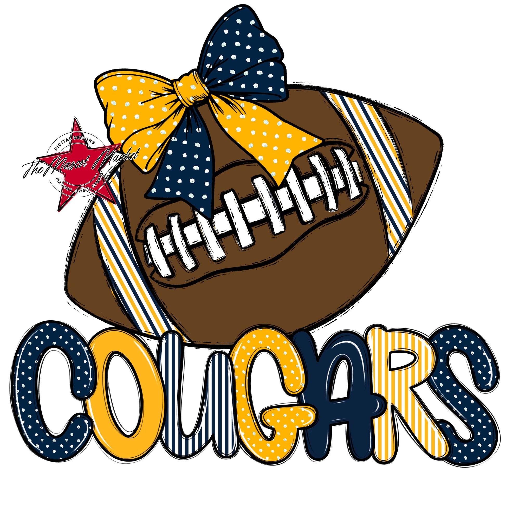 Cougars Football Spirit Design-Navy & Yellow