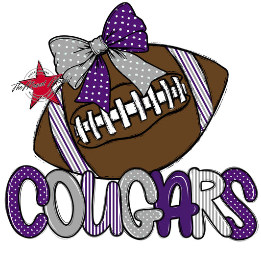 Cougars Football Spirit Design-Purple & Grey