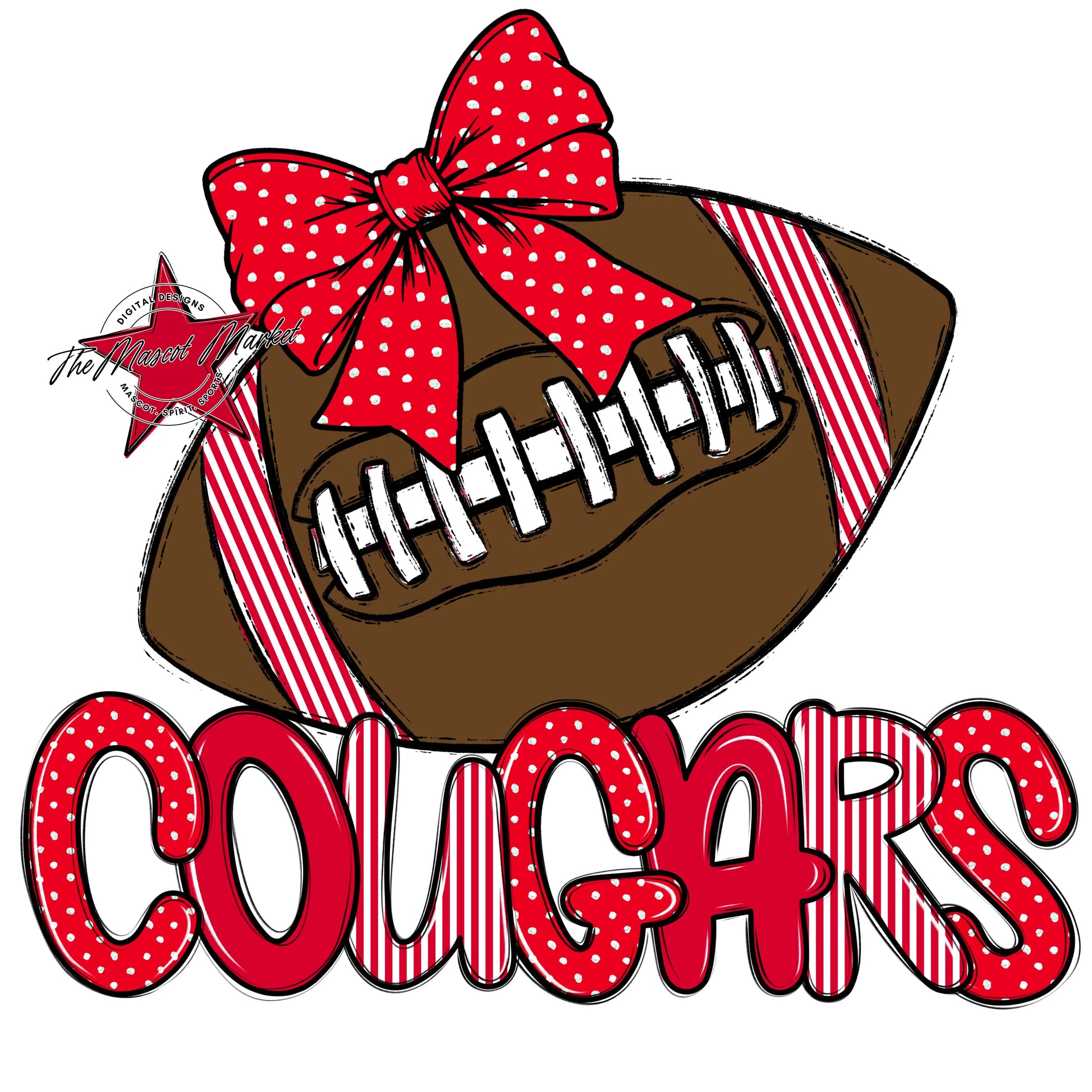 Cougars Football Spirit Design-Red