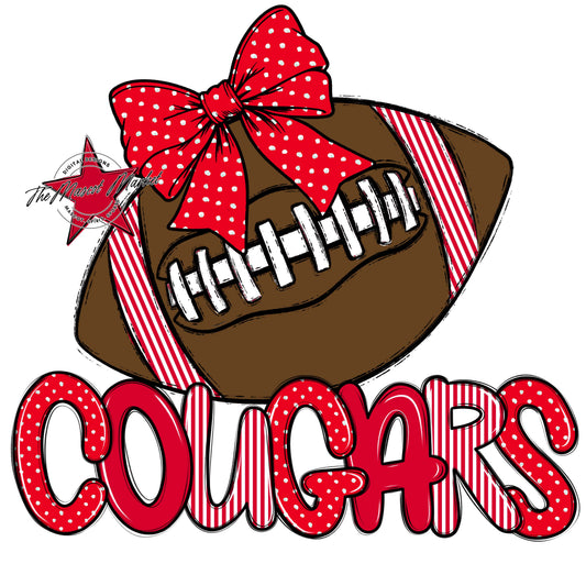 Cougars Football Spirit Design-Red