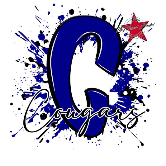 Cougars Mascot Splatter-Blue