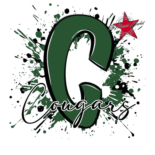 Cougars Mascot Splatter-Green