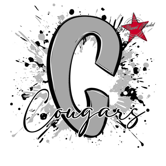 Cougars Mascot Splatter-Grey
