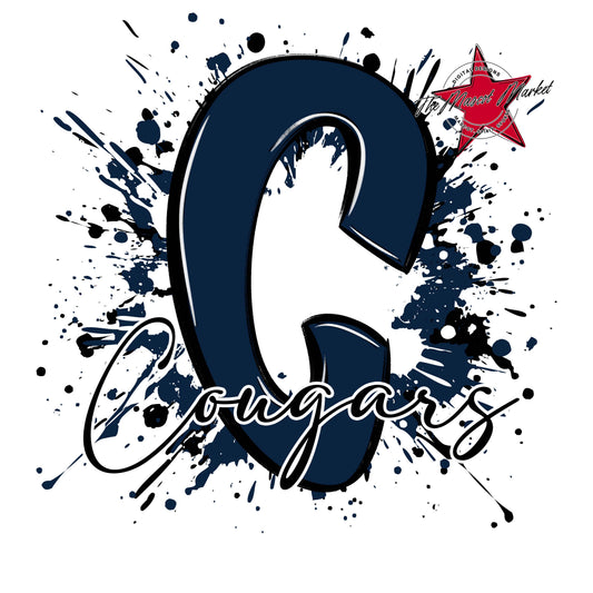 Cougars Mascot Splatter-Navy