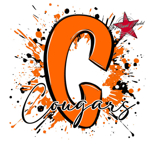 Cougars Mascot Splatter-Orange