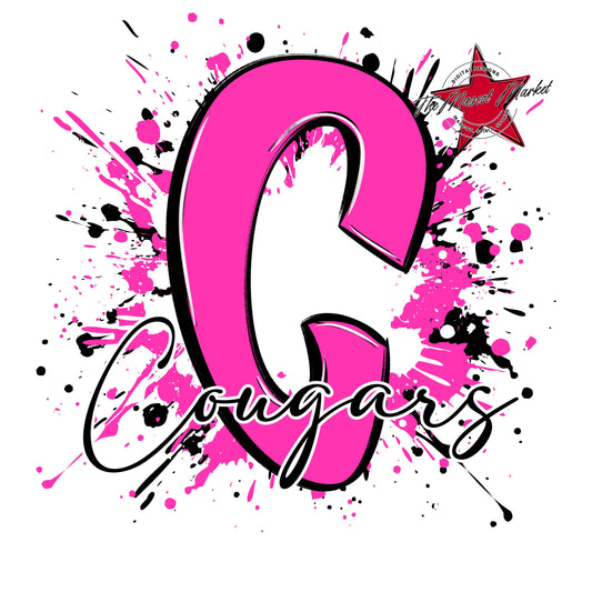 Cougars Mascot Splatter-Pink