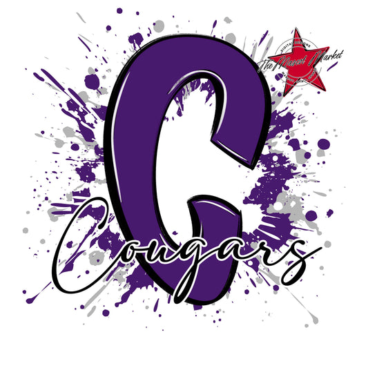 Cougars Mascot Splatter-Purple & Grey