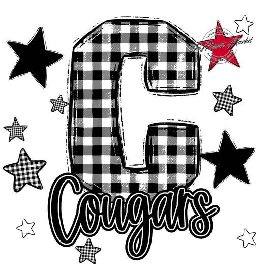 Cougars Plaid Star Design-Black