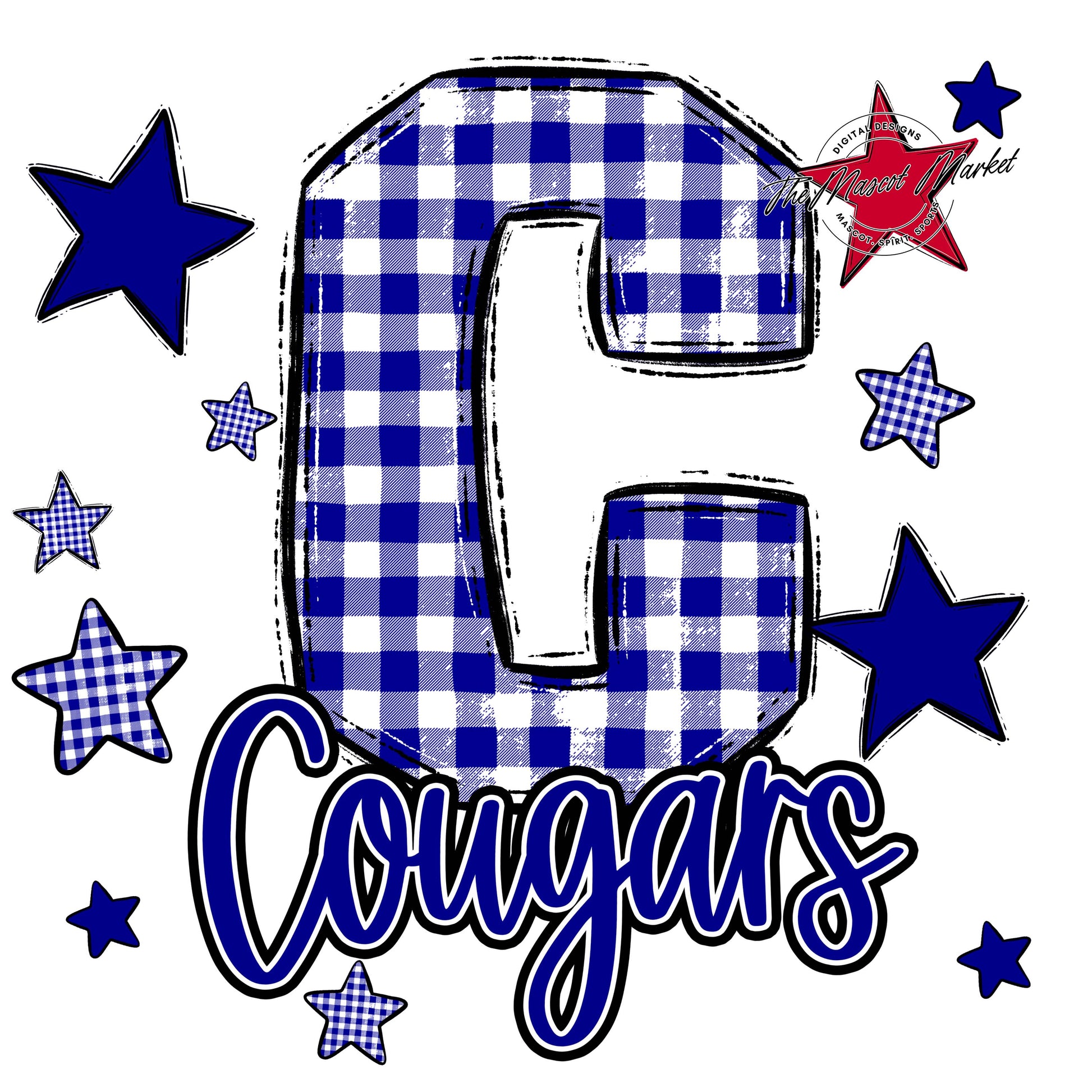 Cougars Plaid Star Design-Blue