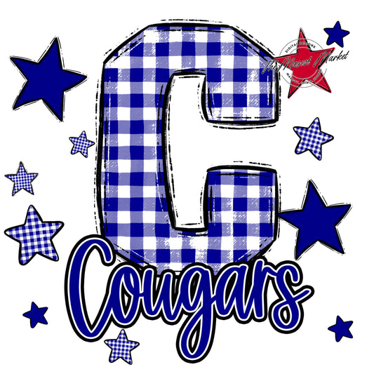 Cougars Plaid Star Design-Blue