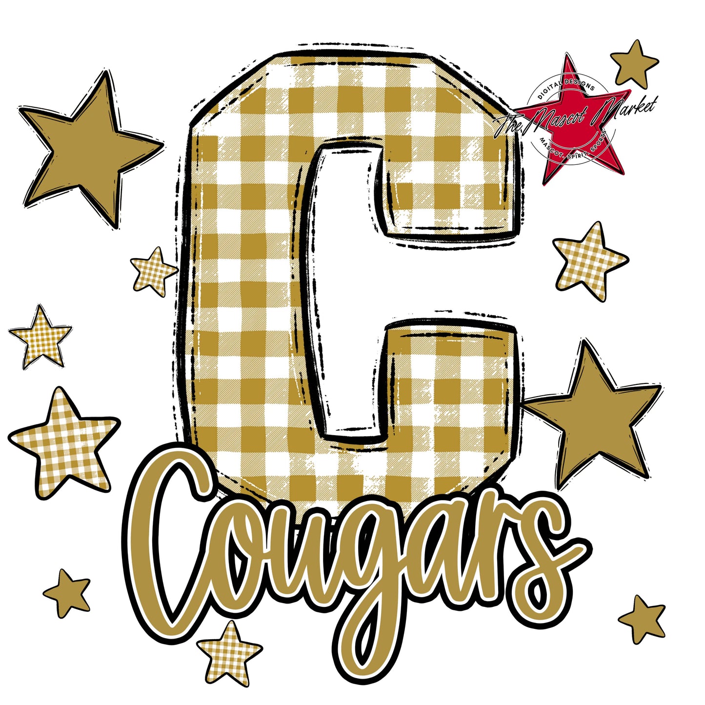 Cougars Plaid Star Design-Gold