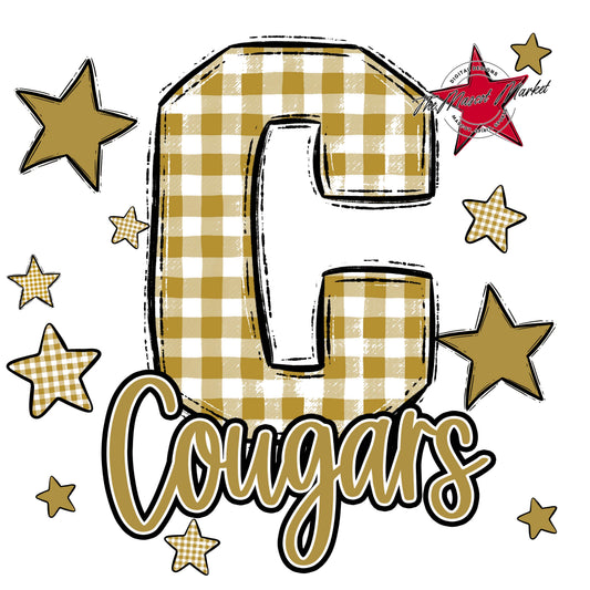 Cougars Plaid Star Design-Gold
