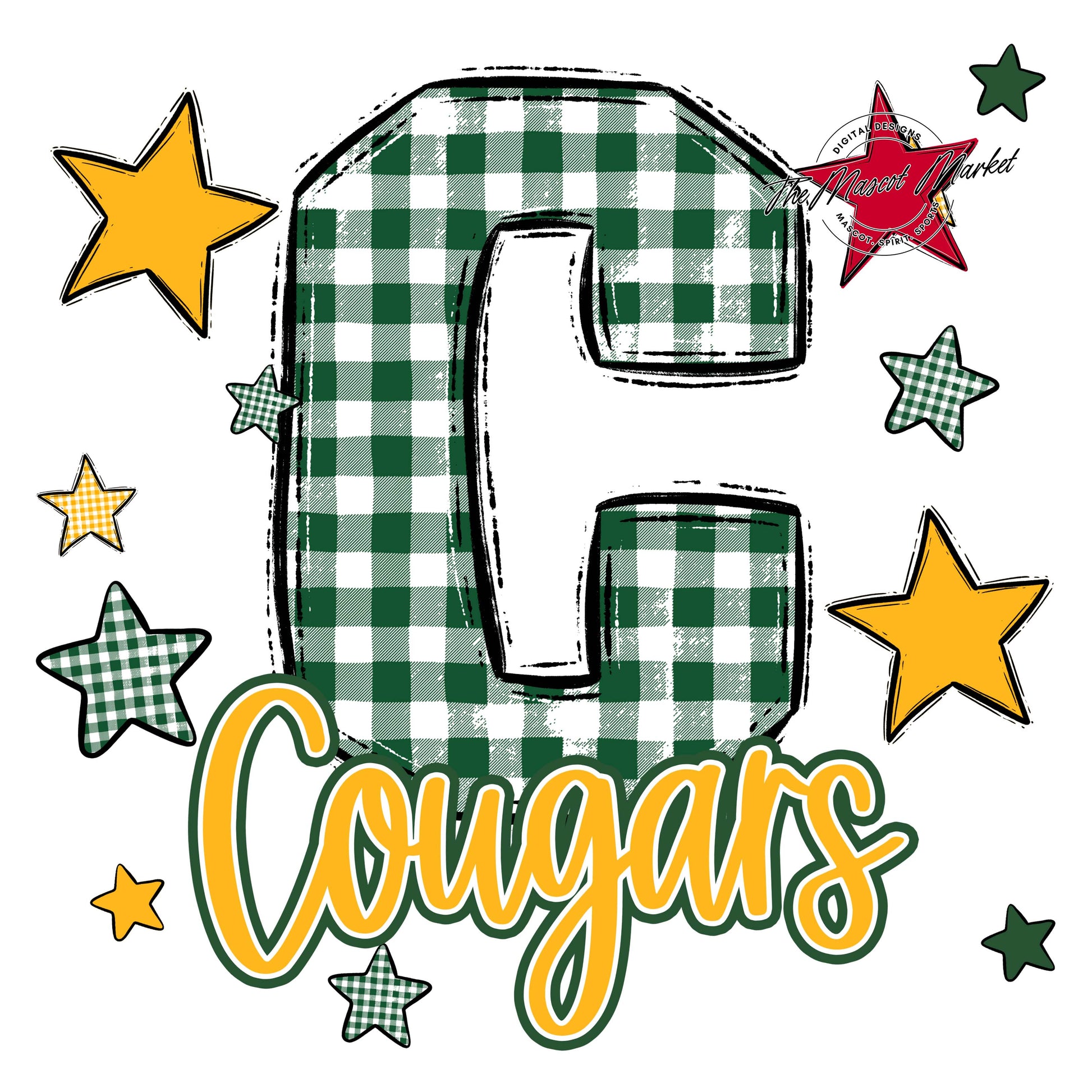 Cougars Plaid Star Design-Green & Yellow