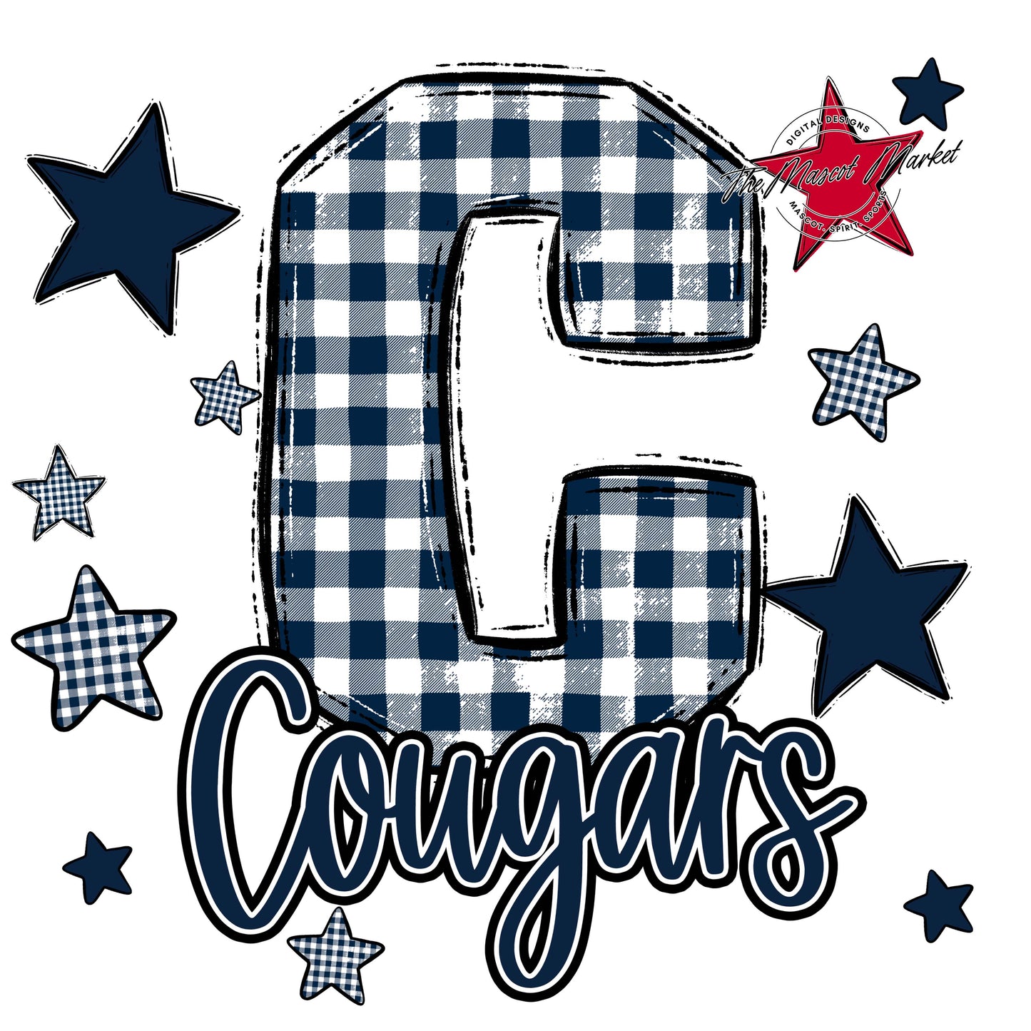 Cougars Plaid Star Design-Navy