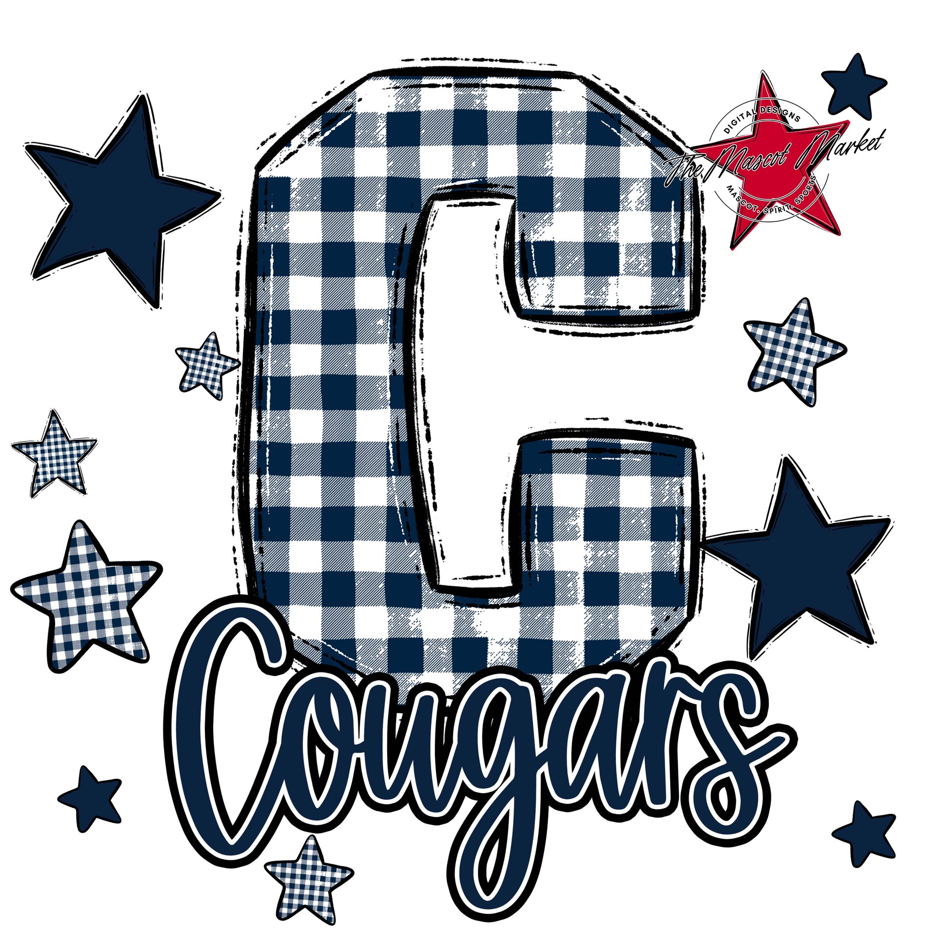 Cougars Plaid Star Design-Navy
