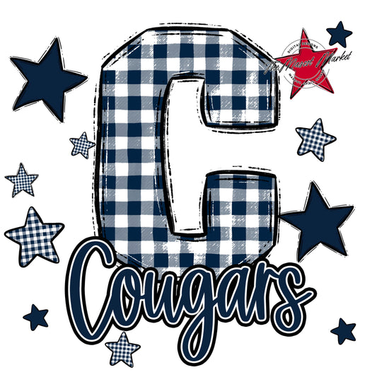 Cougars Plaid Star Design-Navy