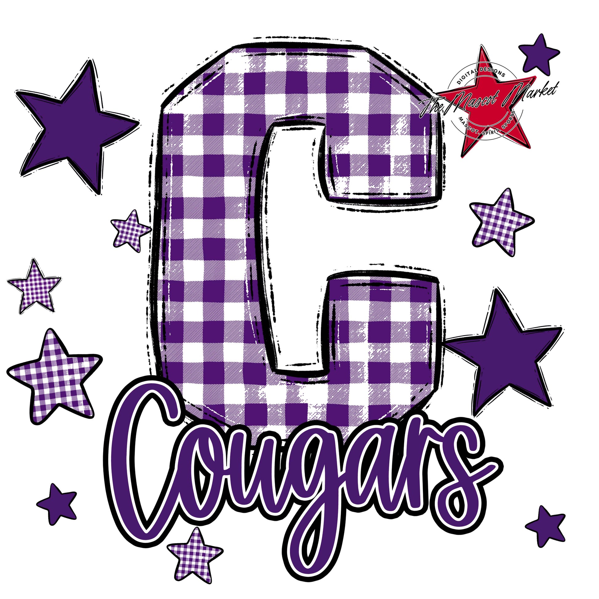 Cougars Plaid Star Design-Purple