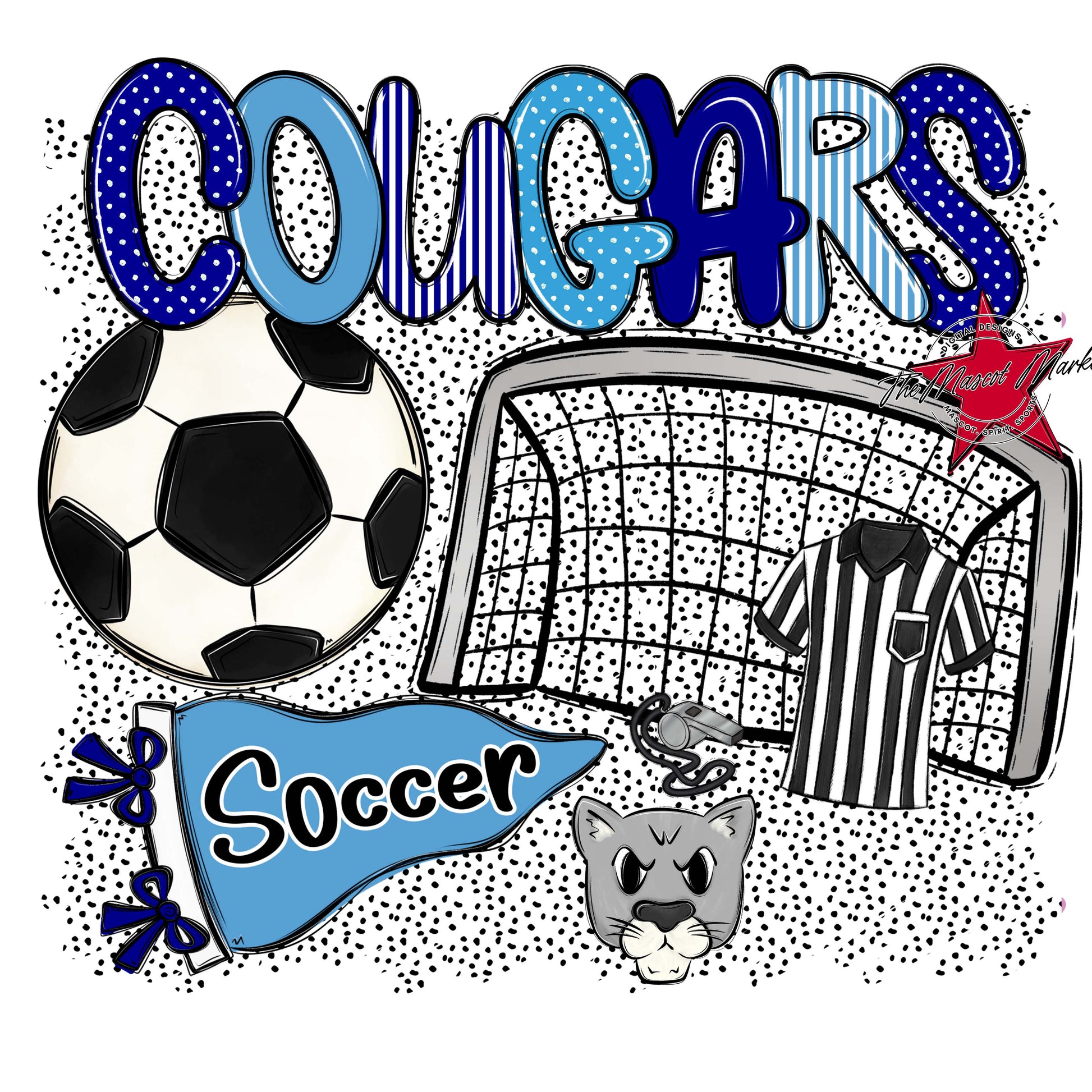 Cougars Soccer Spirit-Blue & Carolina Blue