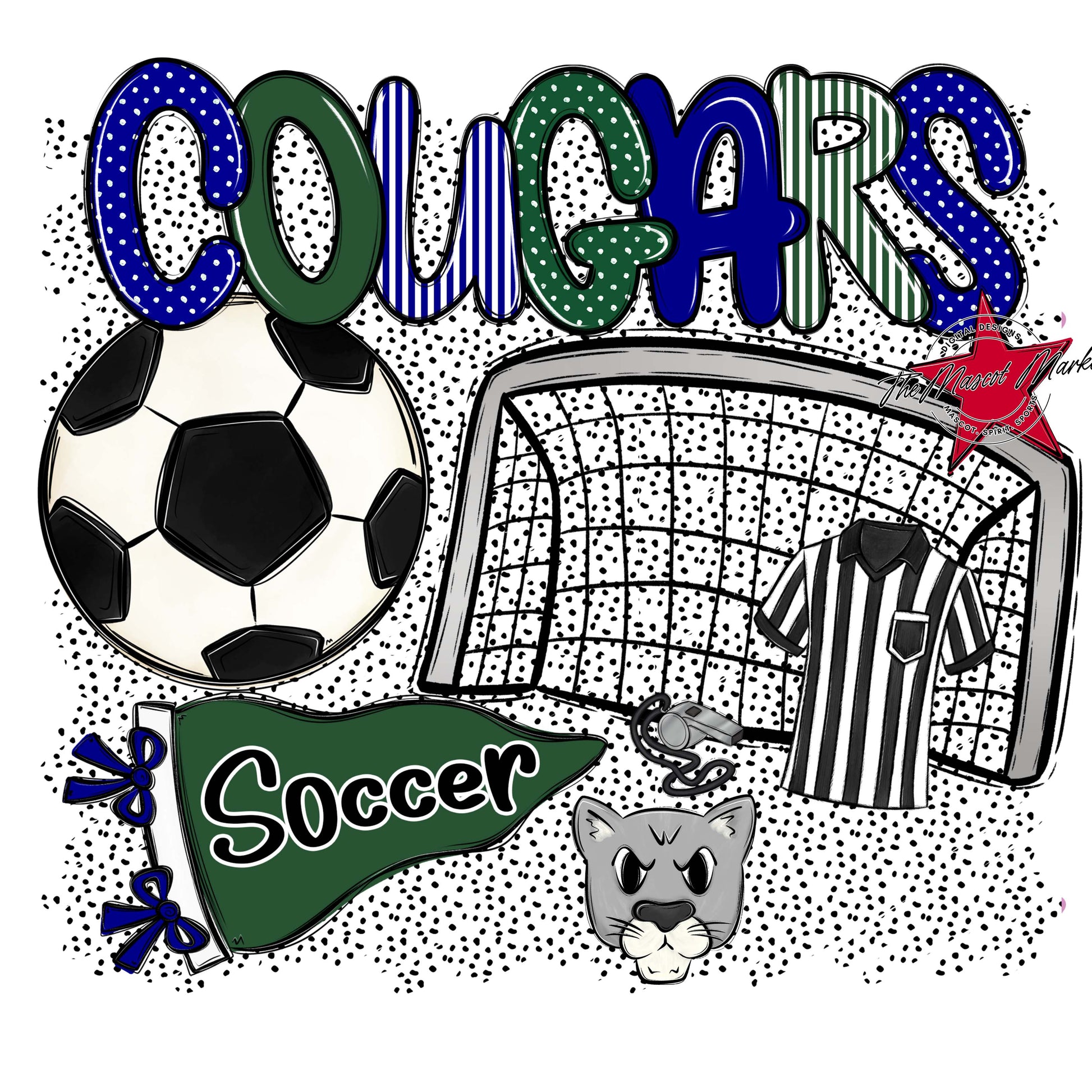 Cougars Soccer Spirit-Blue & Green