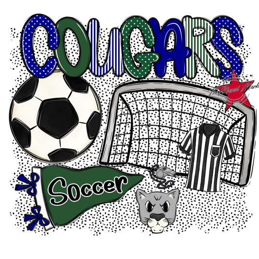Cougars Soccer Spirit-Blue & Green