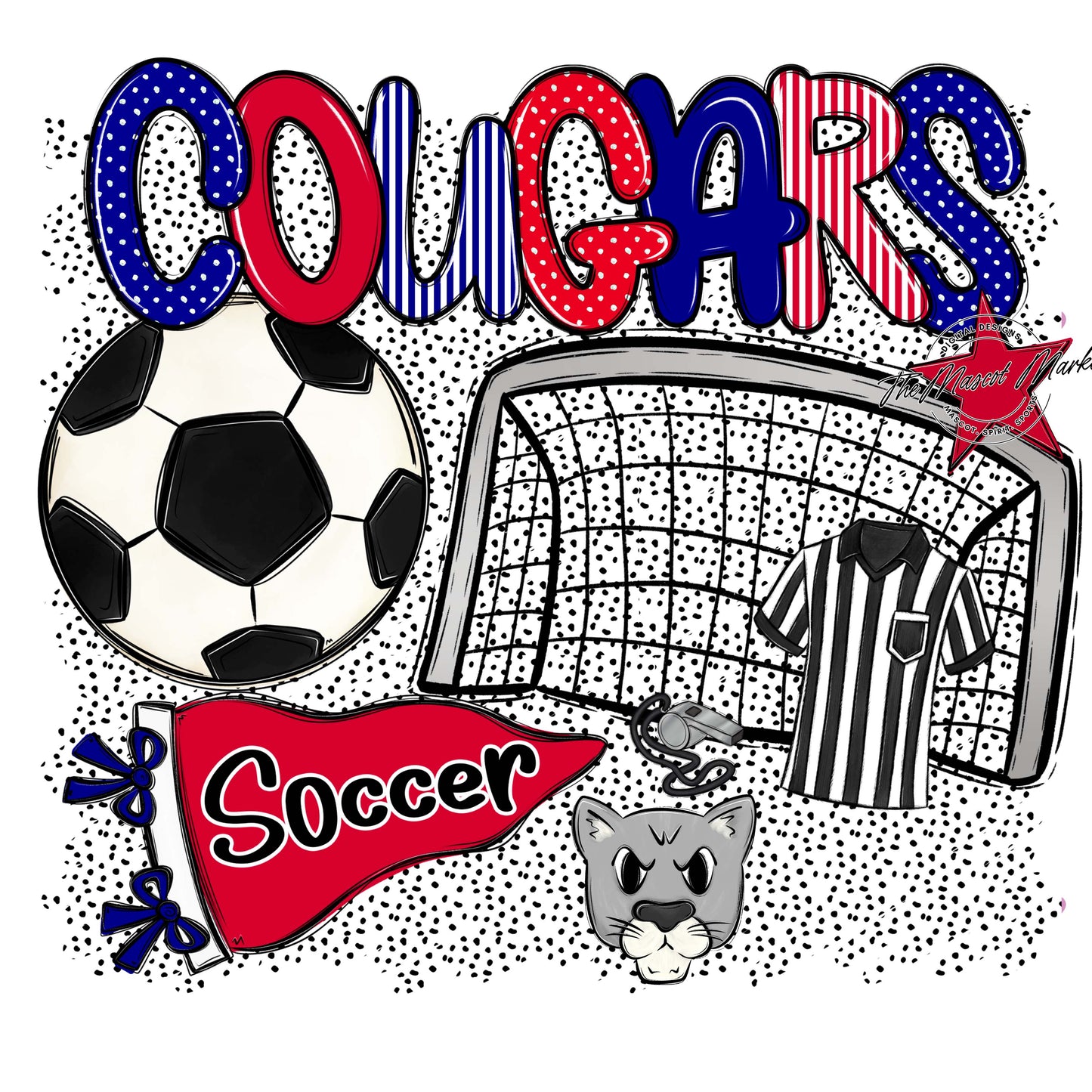 Cougars Soccer Spirit-Blue & Red