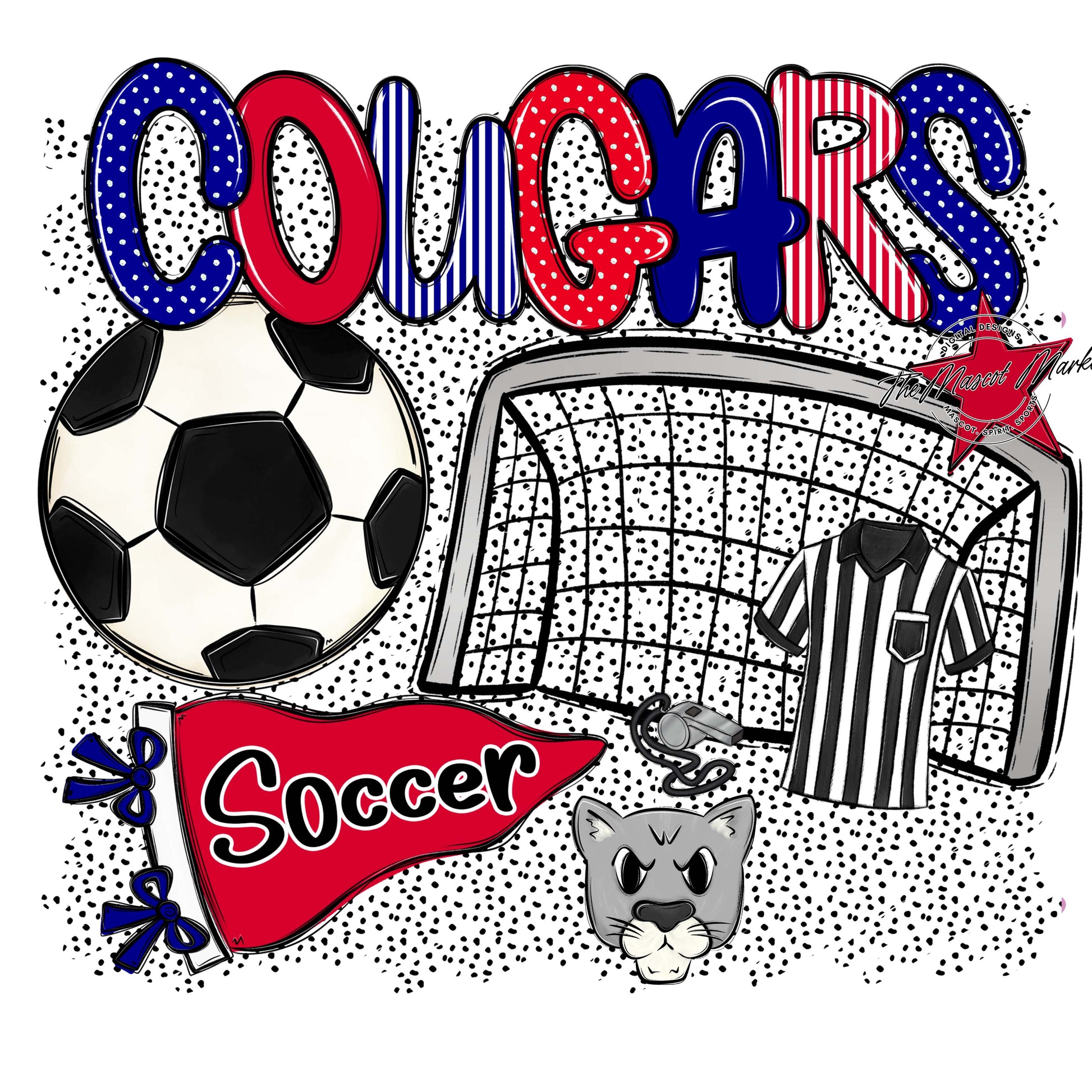Cougars Soccer Spirit-Blue & Red