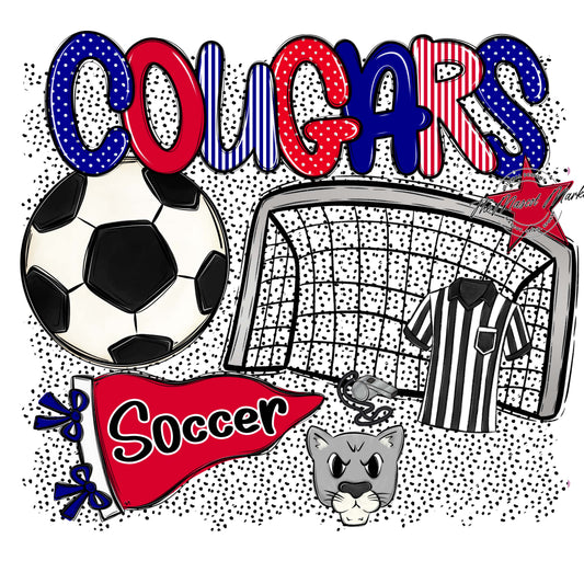 Cougars Soccer Spirit-Blue & Red