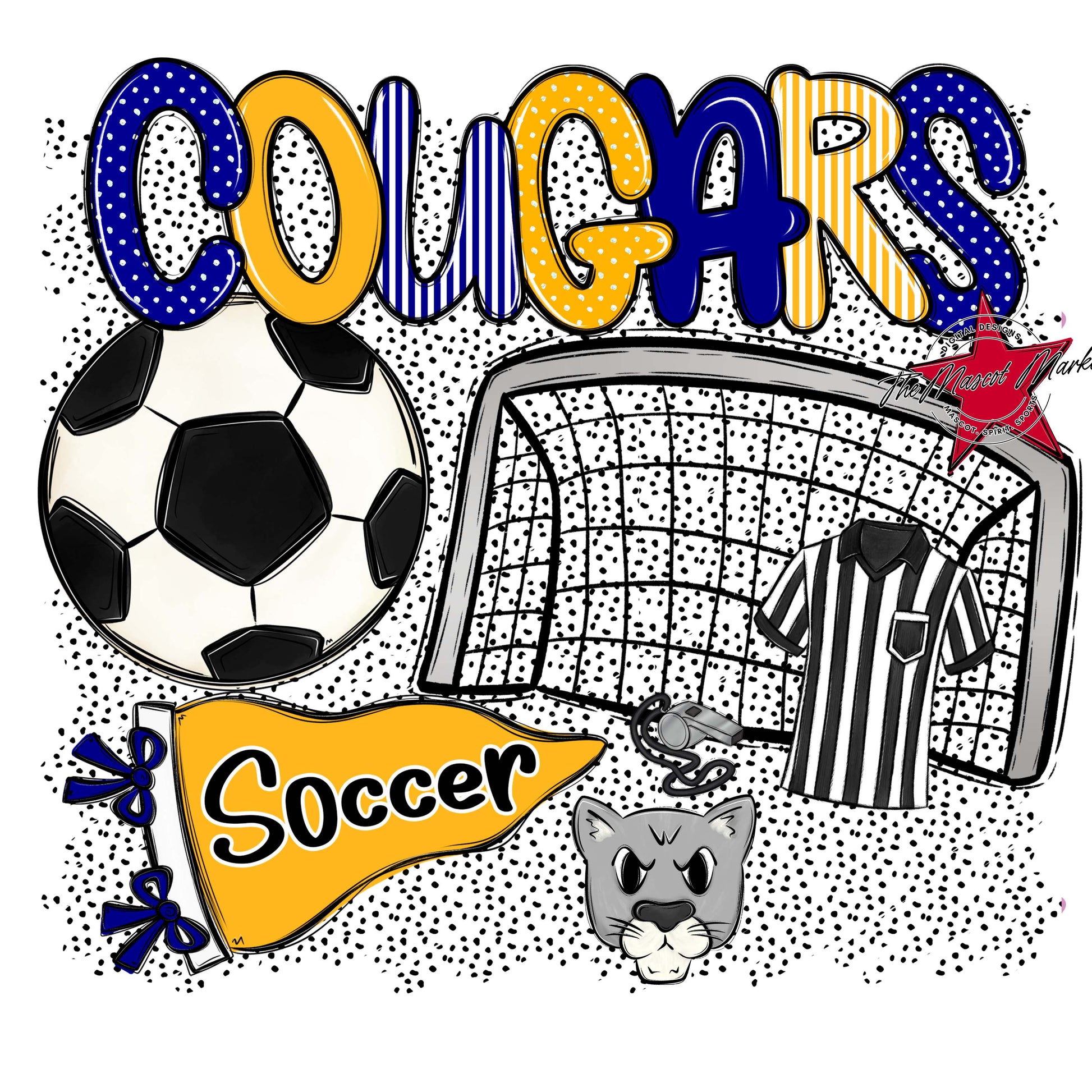 Cougars Soccer Spirit-Blue & Yellow