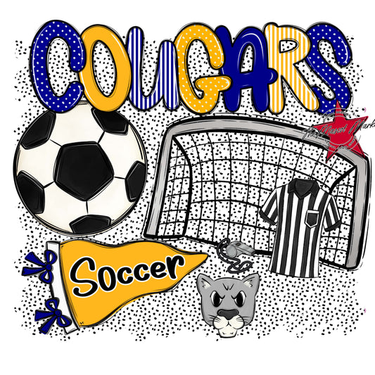 Cougars Soccer Spirit-Blue & Yellow