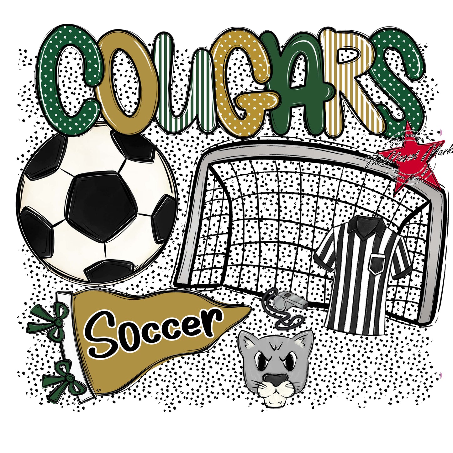 Cougars Soccer Spirit-Green & Gold