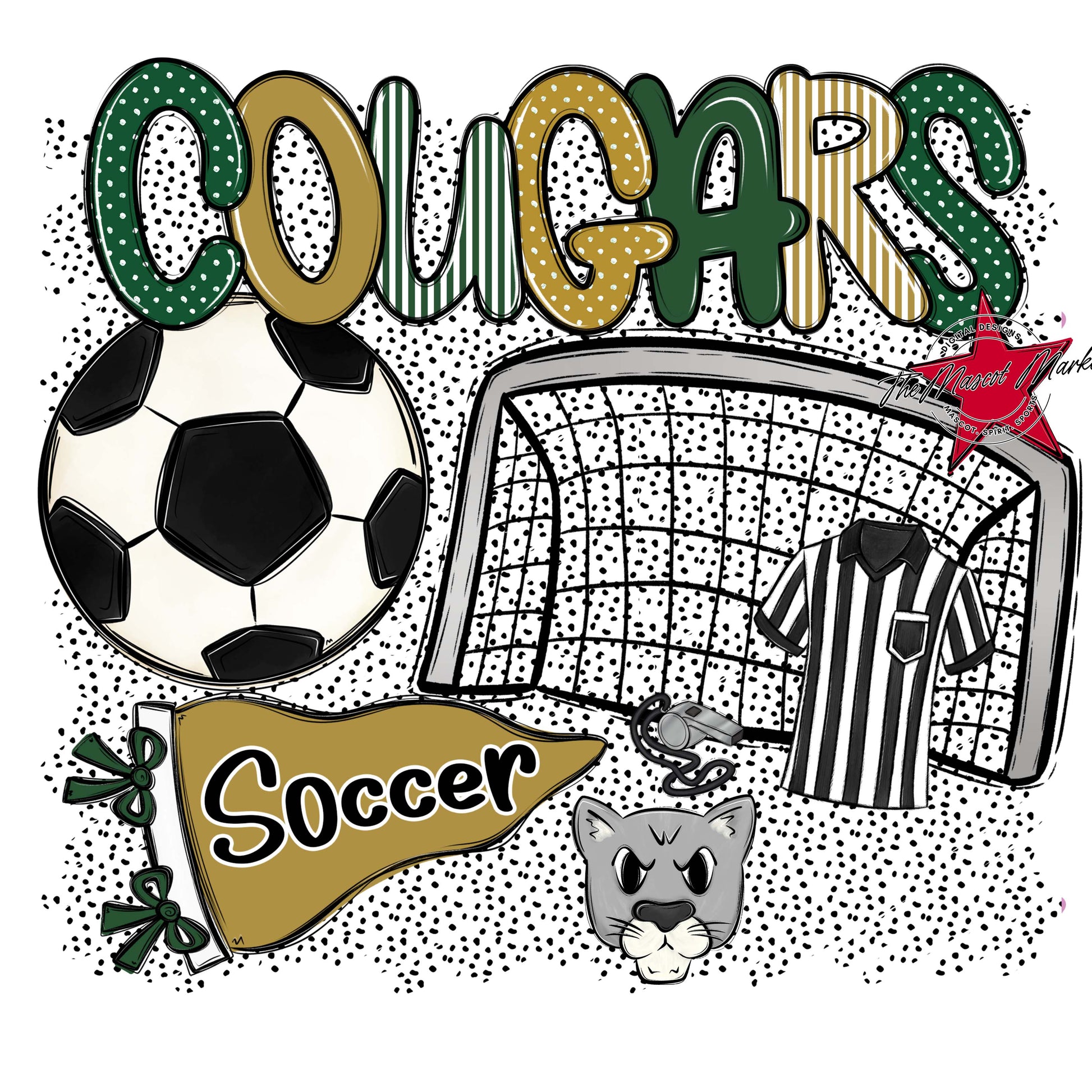 Cougars Soccer Spirit-Green & Gold
