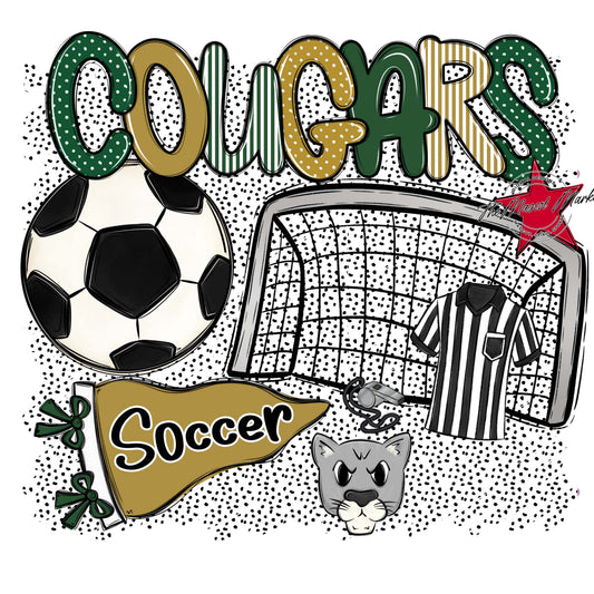 Cougars Soccer Spirit-Green & Gold