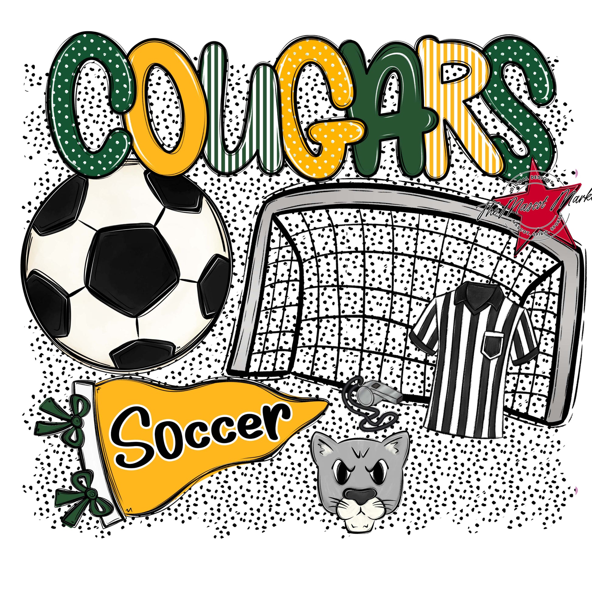 Cougars Soccer Spirit-Green & Yellow