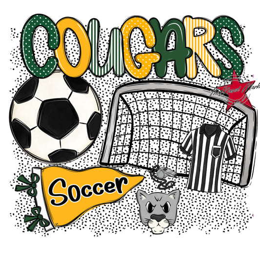 Cougars Soccer Spirit-Green & Yellow