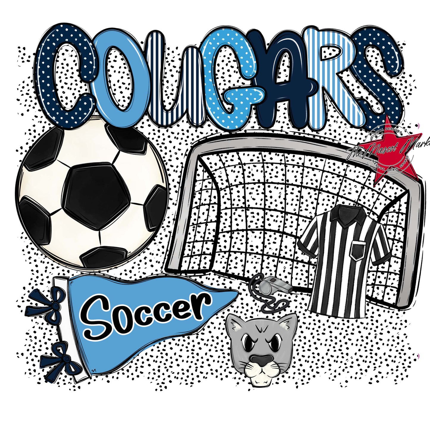 Cougars Soccer Spirit-Navy & Carolina Blue
