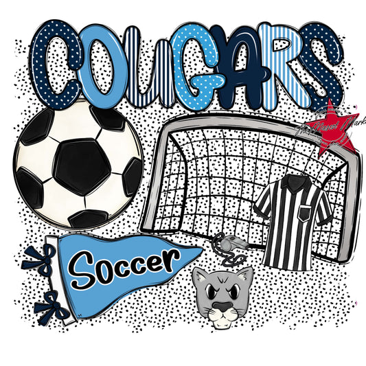 Cougars Soccer Spirit-Navy & Carolina Blue