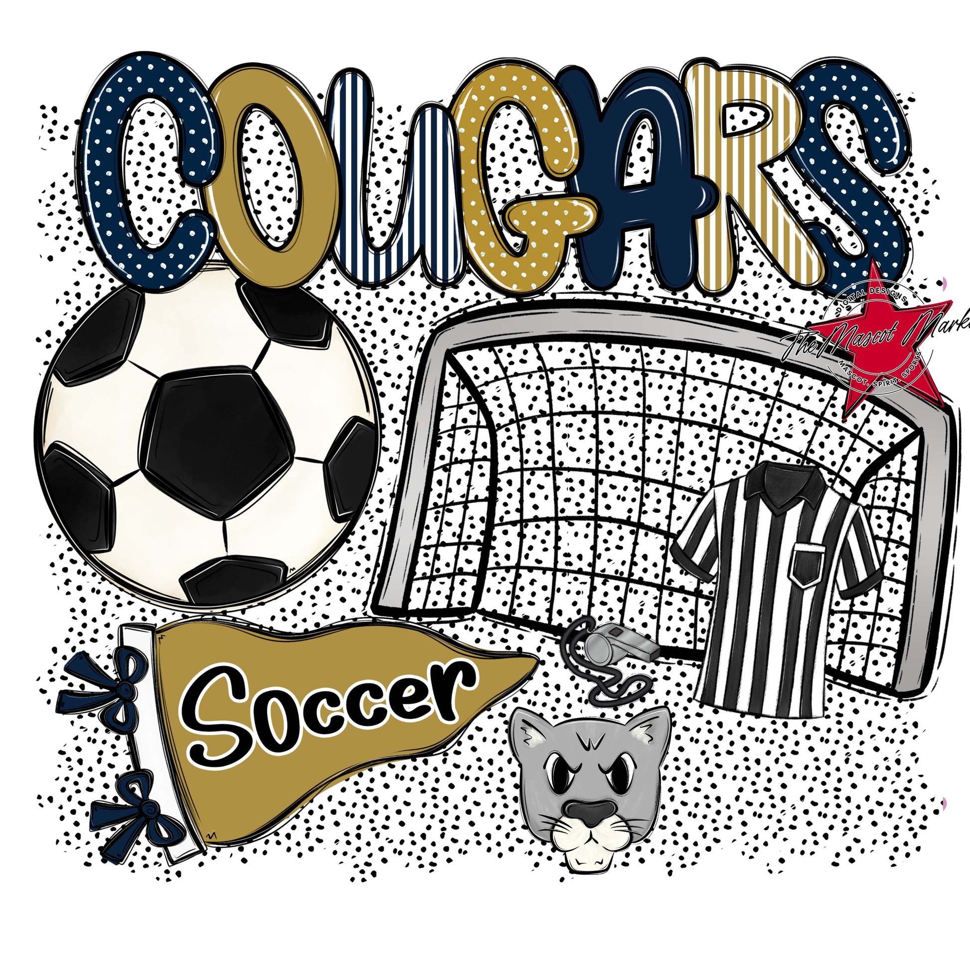 Cougars Soccer Spirit-Navy & Gold