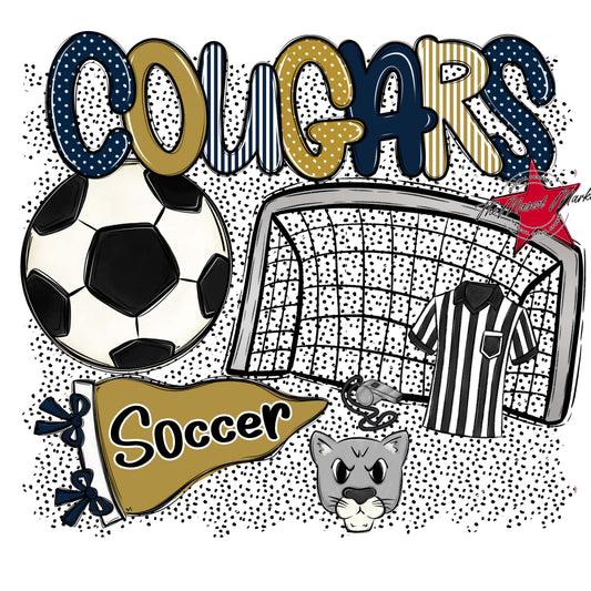 Cougars Soccer Spirit-Navy & Gold
