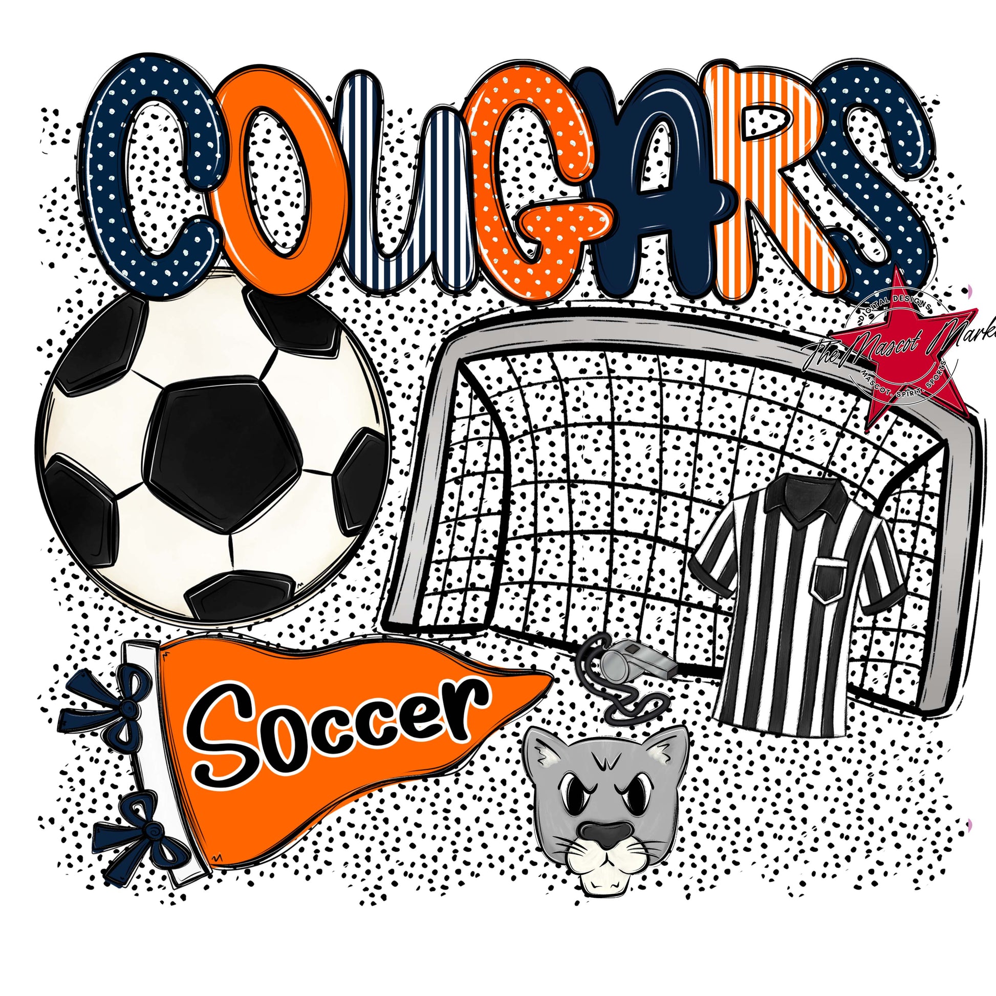 Cougars Soccer Spirit-Navy & Orange