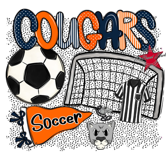 Cougars Soccer Spirit-Navy & Orange