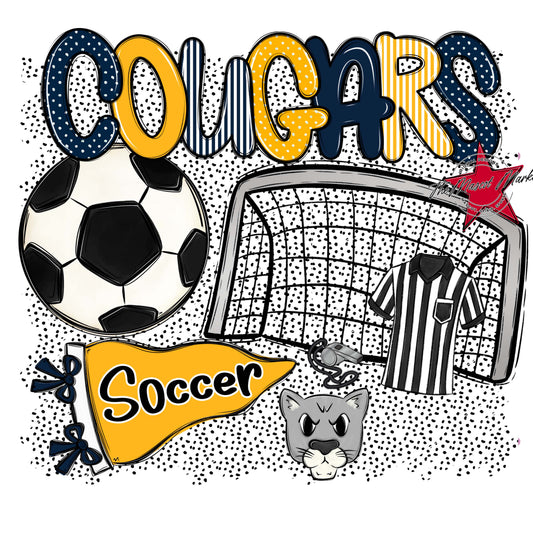 Cougars Soccer Spirit-Navy & Yellow