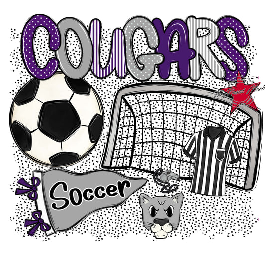 Cougars Soccer Spirit-Purple & Grey